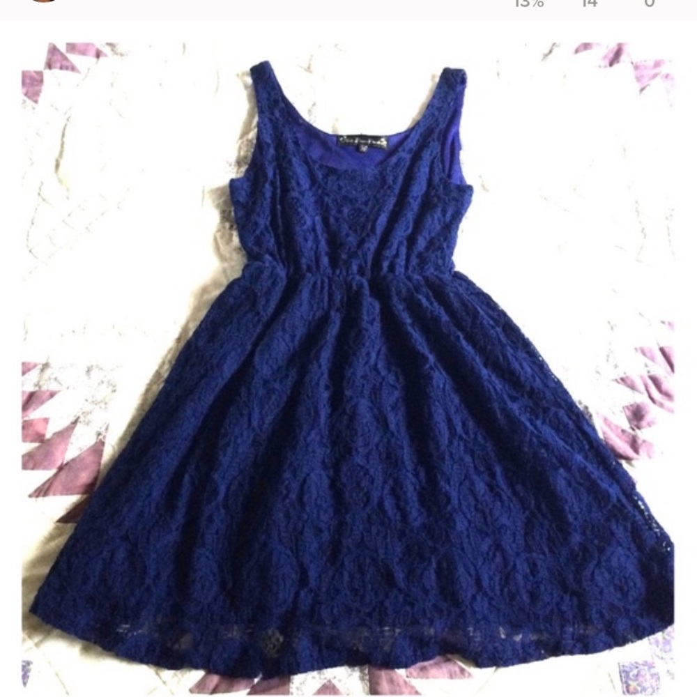 Blue lace skater dress